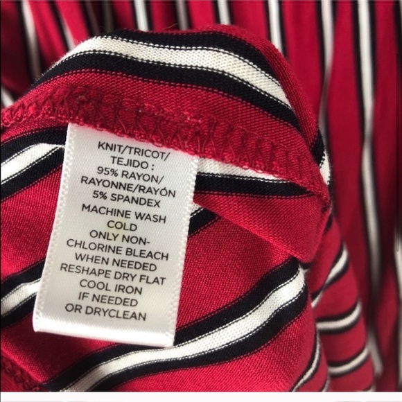 Loft Red, black & white stripe off Shoulder Top - Picture 5 of 8